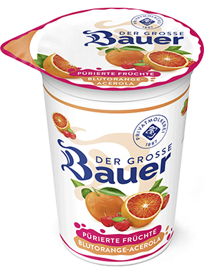 bauer natur joghurt trinkjoghurt 225g teaser puerierte fruechte blutorange acerola